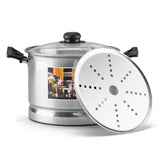 Vaporera Lamex De Aluminio 6.5 Litros Con Tapa De Vidrio